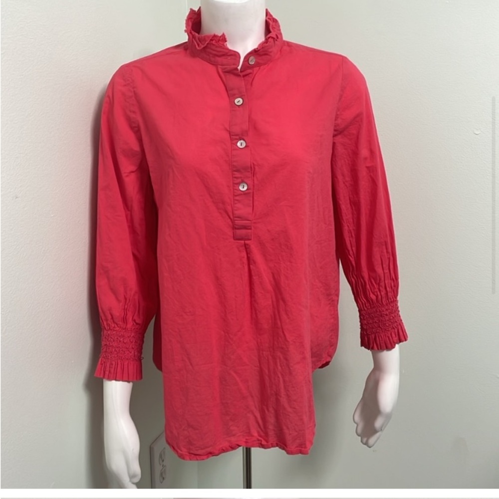 Tuckernuck Poppy Red Teagan Popover Shirt Medium